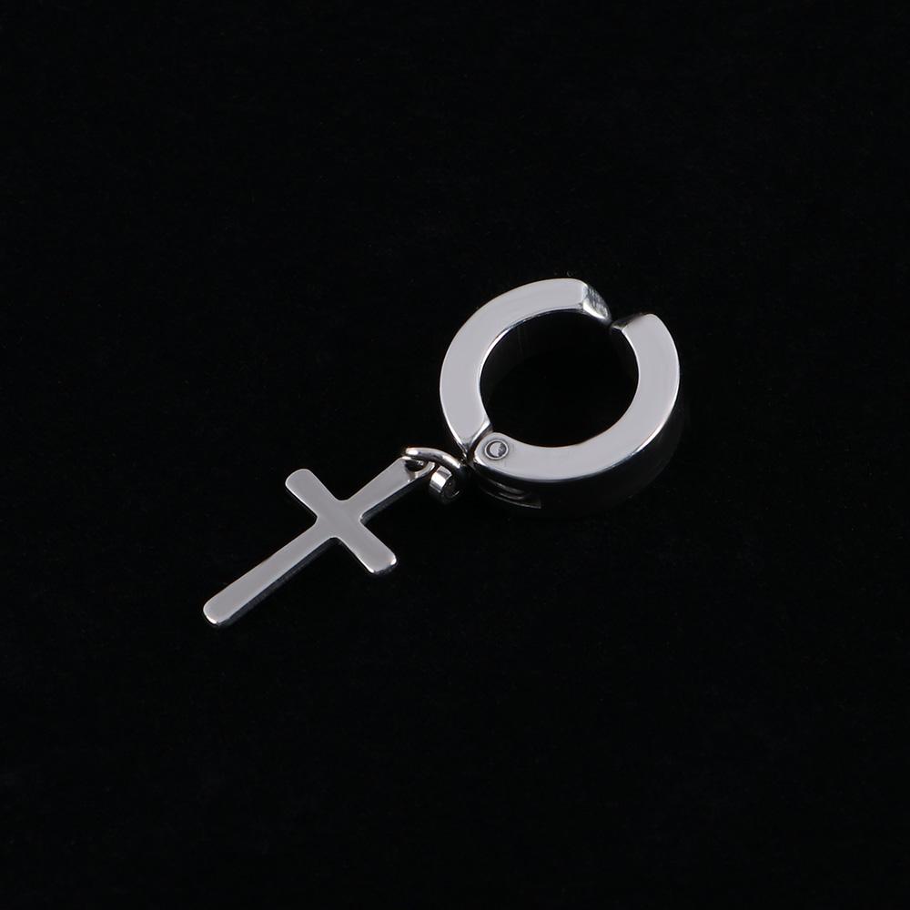 Unisex Women Stainless Steel Non-Piercing Earring Cross Clip Earring Fashion Jewelry Men Ear Cuff