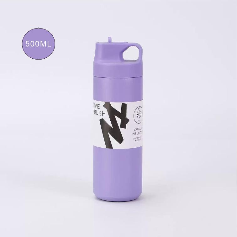 New Design Japanese Style Travel Tumbler Thermos Mug 500ML Steel Double Wall Coffee Vacuum Flask Straw