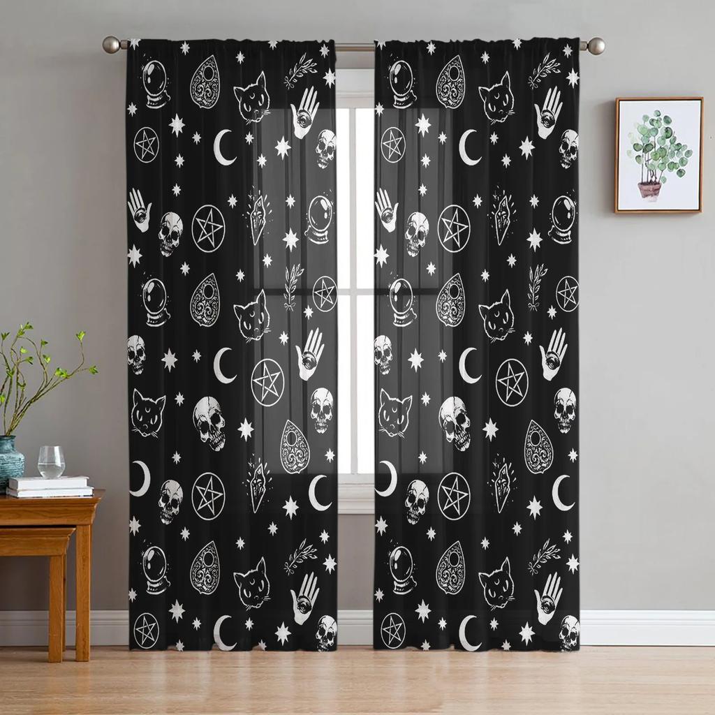Cartoon Animal Color Cat Window Drapes Living Room Yarn Sheer Curtain Bedroom Kitchen Home Decor Drape
