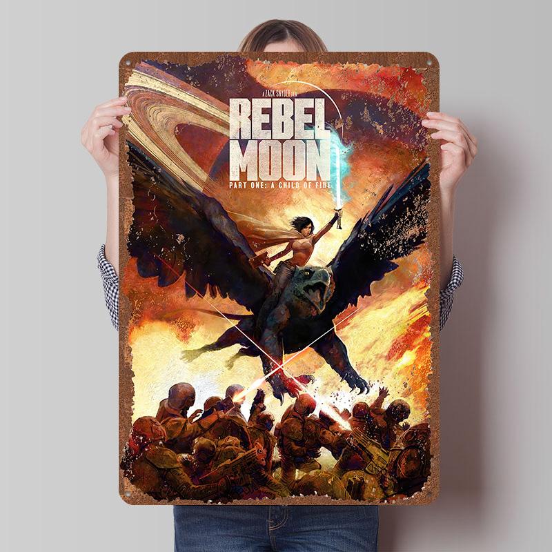Rebel Moon Print Tinplate Posters Customizable Wall Art Retro Vintage Metal Tin Signs for Home and Decoration Gaming Desk Decor