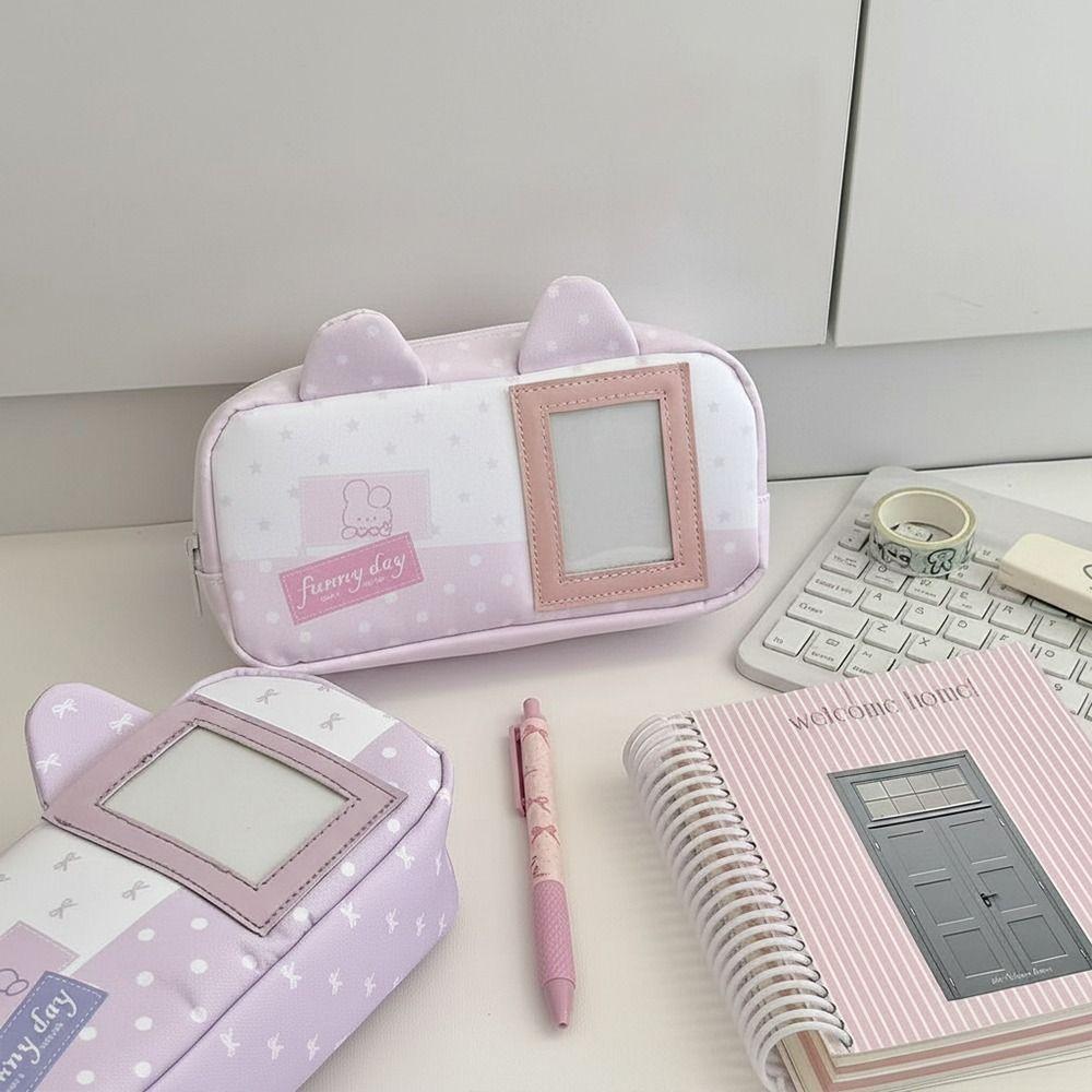 Large Capacity Pencil Case Polka Dot Star Bow Pencil Pouch Cute Pen Bag  School Supplies