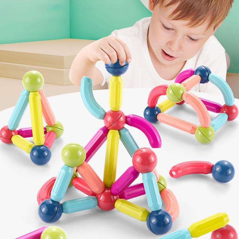 Assembled Magnetic Building Blocks Cube Set Early Education Toys Brain Development Puzzle For Baby Creative Magnetic Rod Toy