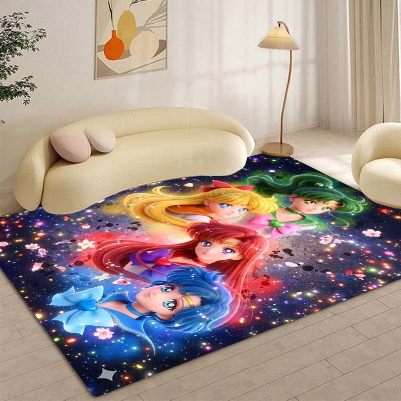 High-definition 3D Sailor Moon anime rug, suitable for bedrooms, living rooms, home sofa decoration, large decorative rug, and