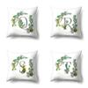 Fronha de Poliéster Casa Verde Suculenta Fronha 26 Letras Inglesas Capa de Almofada Capa de Almofada para Carro