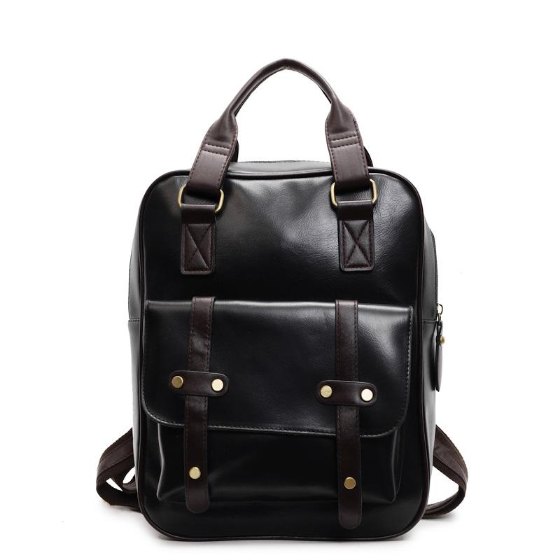 Geantă de mână retro de mare capacitate pentru femei, PU, ghiozdan școlar pentru studenți, rucsac trendy casual de călătorie pentru computer