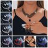 Baroque Women's Jewelry Set Earrings V-Necklace Wedding Bridal Accessories Hollow Necklace Water Drop Pendant