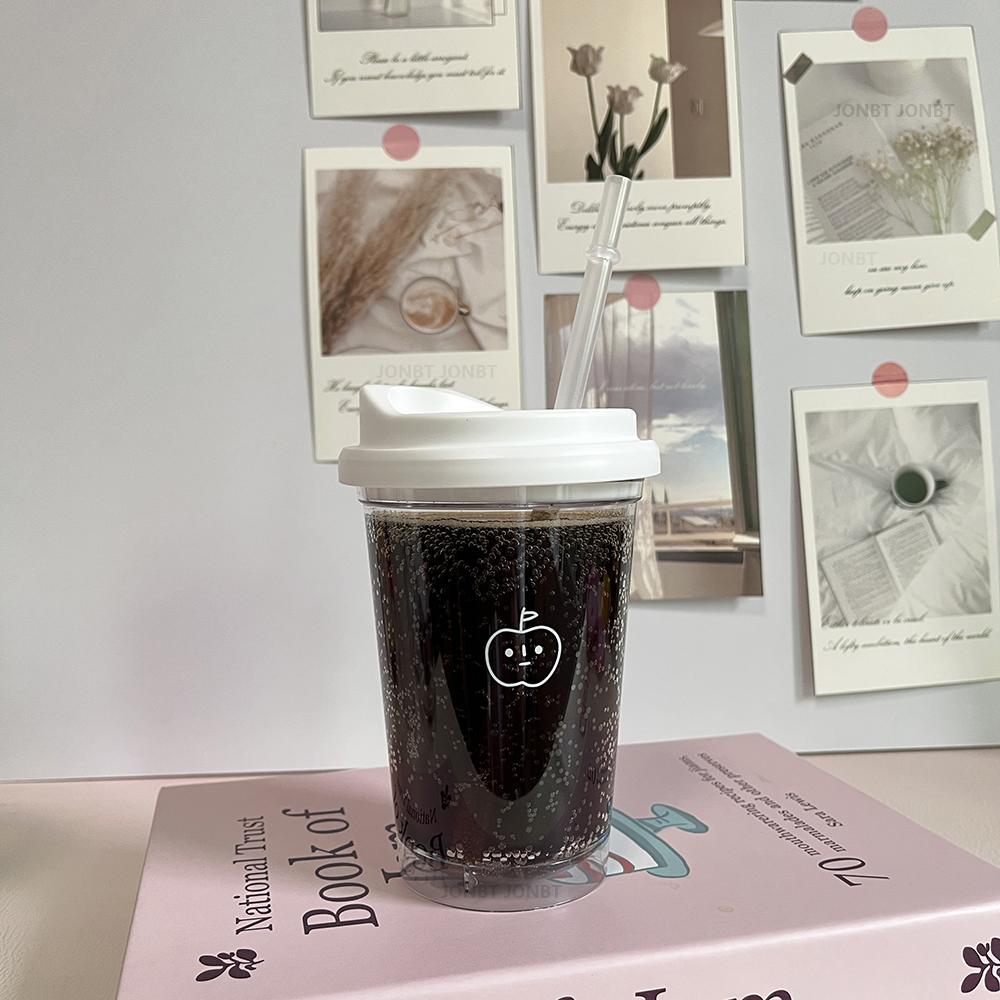 Koreański Prosty Kubek na Iced Americano Tritan Plastikowa Butelka na Wodę Dla Kobiet Przezroczysty Kubek do Kawy Biuro Mleko Herbata Matcha Napój