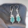 Natürlicher Aqua Chalcedon Edelstein 925 Sterling Silber Handgefertigter Schmuck Ohrringe EE-37-17