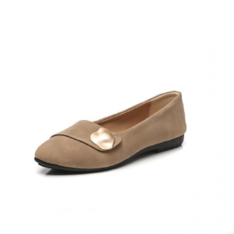 

Французские ретро-туфли с металлической пряжкой, остроносые, весна 2025, новая корейская версия, неглубокий носок, удобная мягкая подошва, плоская подошва, женские туфли 40 абрикосовый