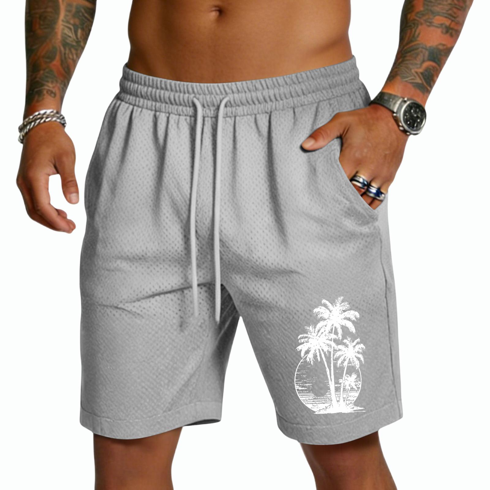Heima B Heren Sweatshorts met Print Trekkoord Taille Casual Pasvorm Katoenen Shorts Heren Cargo Shorts voor Heren Shorts voor Heren M lichtgrijze kleur