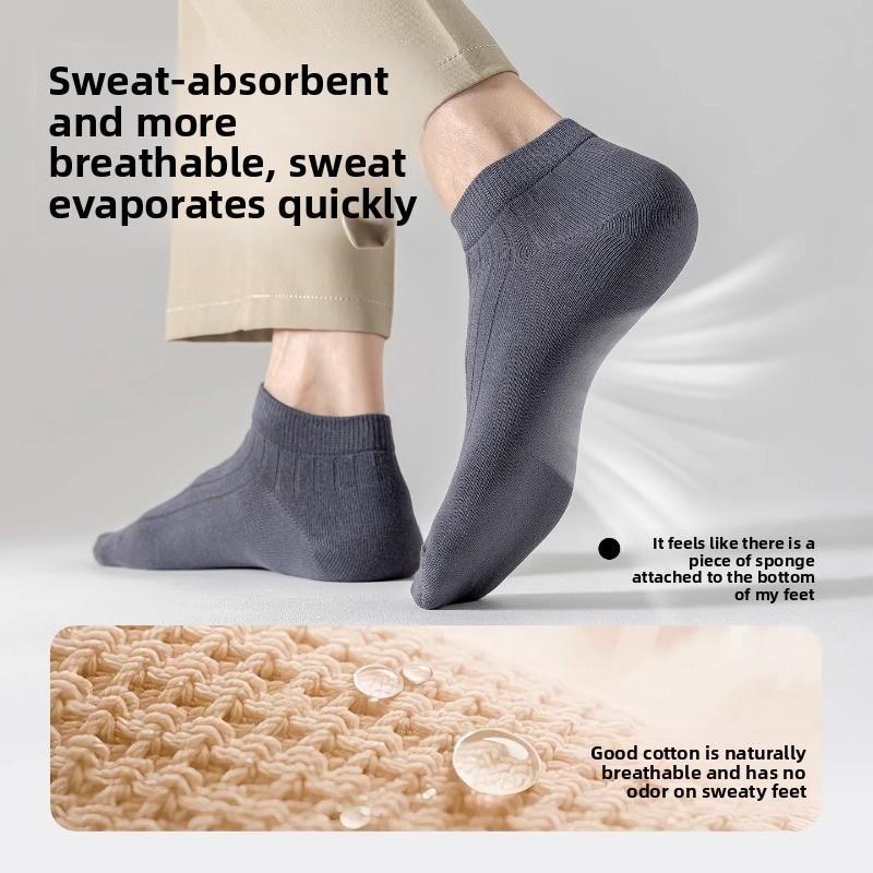 Men's Pure Cotton Anti-odor Summer Lightweight Breathable Short-Sleeved Anti-Bacterial Sport Sock