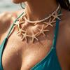 Großer Seestern Imitation Perlen Choker Halskette für Damen Boho Ozean Serie Metallkette Halskette Sommer Strandparty Schmuck Geschenk