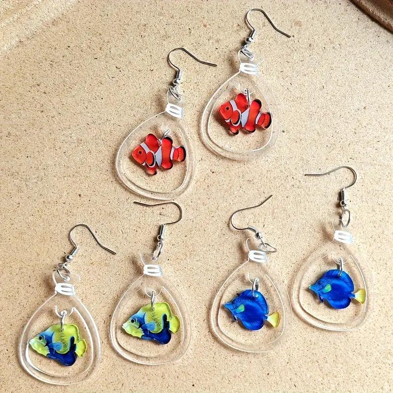 

Multi-color small goldfish water bag earrings жовтий