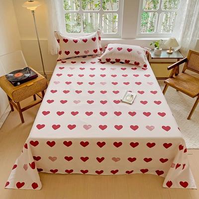 3-teiliges Romantisches Liebesherz-Muster Bettlaken-Set Geometrisch bedruckte Verdickte Tagesdecke mit Kissenbezügen Weiche Baumwollbettwäsche