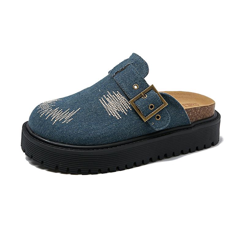 Womens Spring Closed Toe Slippers Suede Leather Clogs Sandals Retro Fashion Garden Mule Slides