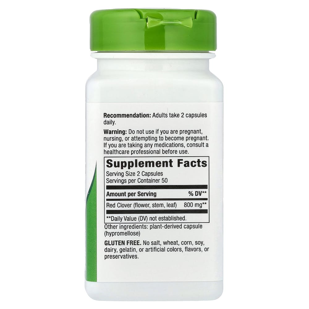 Nature's Way Red Clover Flower & Herb, 800mg (Per Serving) Veggie Capsules, 100 Count