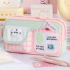 Cute Kitten Pencil Case Color-blocking Stationery Pouch Multi-functional Pen Bag  School Supplies