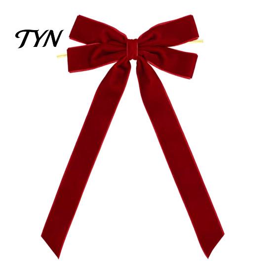 Hanging Bows for Curtains Velvet Ribbon Bow Xmas Pendant, Christmas Tree Flannel Ornament, Durable Decorative Retro Style Pendant Holiday Wedding