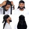 Vintage Velvet Durag Solid Color Lace Up Head Wraps Soft Bandana Elastic Turban Cap Comfortable Cycling Hats For Women & Men