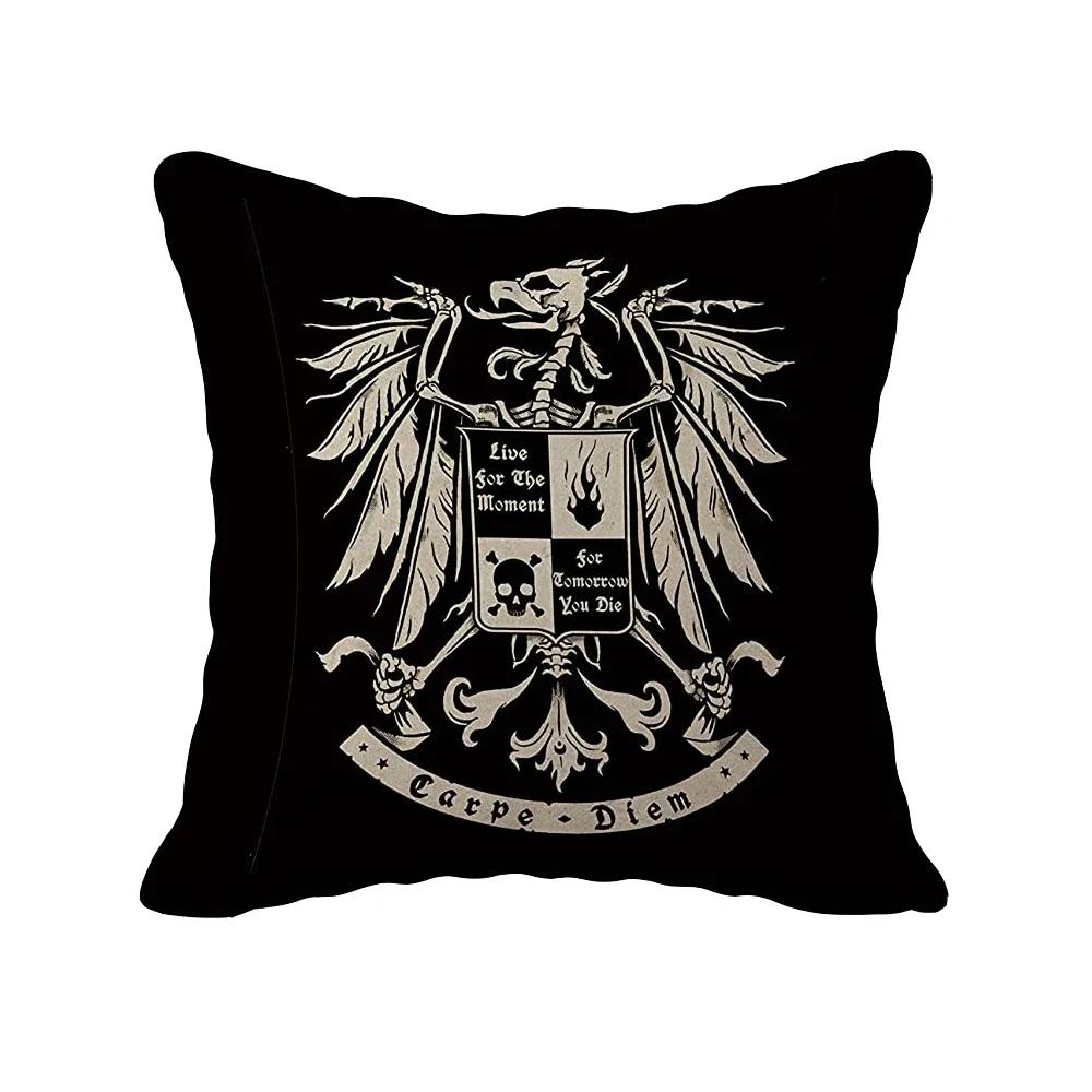 Horror Skeleton Art Print Pattern Cushion Cover Home Living Room Sofa Decoration Throw Pillow