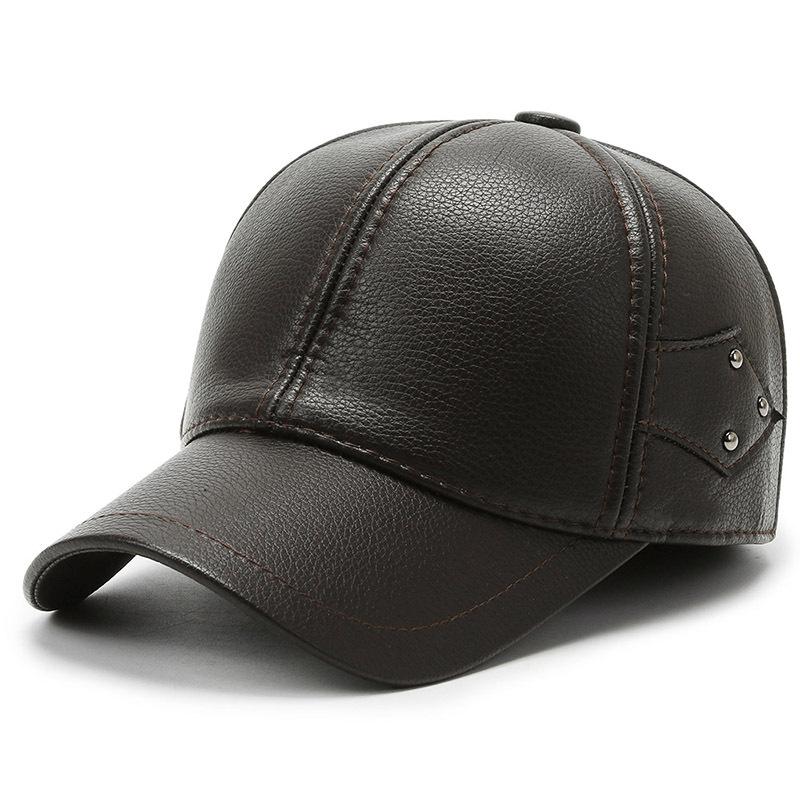 

Middle-aged and elderly peaked caps Men s autumn and winter warm baseball caps Men s fleece thickened ear caps Dad caps Adjustable темно-коричневого