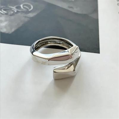 New Arrival Personality Geometric Shaped 925 Sterling Silver Jewelry Ins Glossy Cross Exquisite Popular Opening Rings TYB413