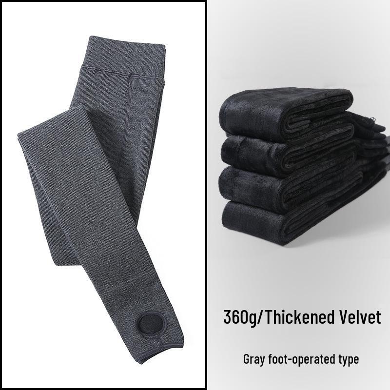 Women's Plus Velvet Thick Base Layer Pants: Leg-Slimming, Non-Slip, Warm Pantyhose for Spring & Fall, with Foot Coverage.
