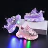 2025 Spring/Autumn Girls' LED Light-Up Pearl Chain Princess Sneakers with Soft Soles