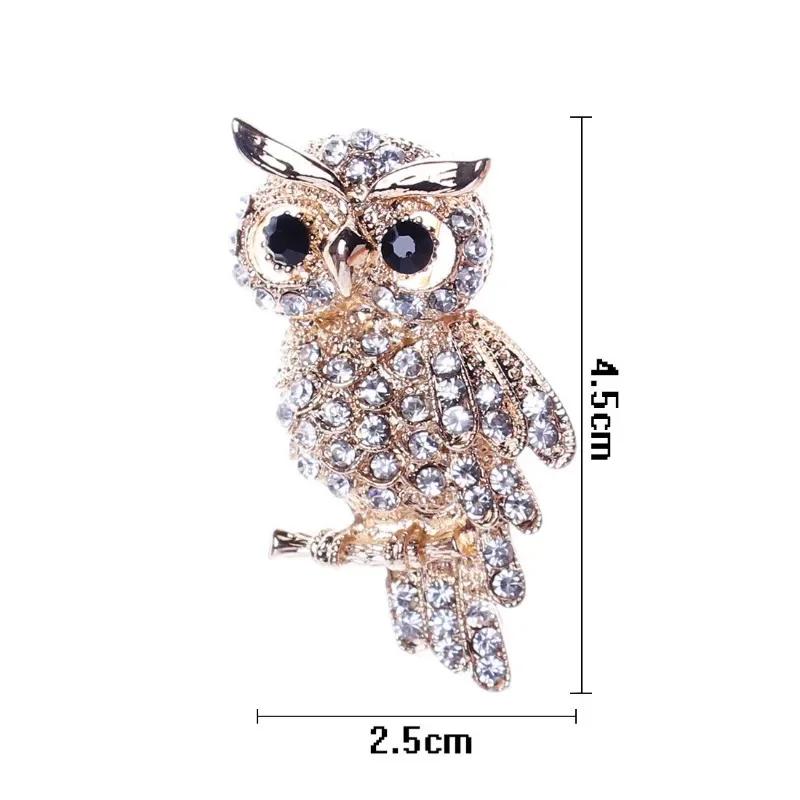 Creative Design Cartoon Owl Couple Broochs for Women Men Charm Full of Crystal Animal Pins Wedding Bride Jewelry Accessory Gift