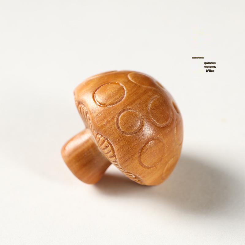 Handmade Rosewood & Sandalwood Mushroom Carving Keychain Pendant