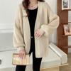 V Neck Loose Casual Cardigan Long Sweater Knitted Women Jacket Autumn and Winter Simple Solid Color Versatile Button Fashion Elegant Long Sleeve Coats