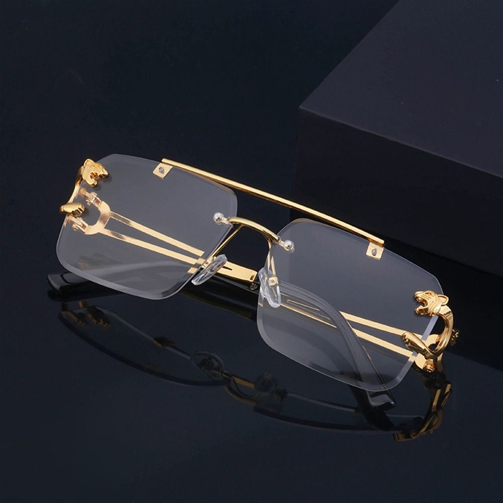 2025 Vintage Rimless Sunglasses Men Women Fashion Oversized Square Shades Eyewear New Double Bridge Gradient UV400 Sun Glasses