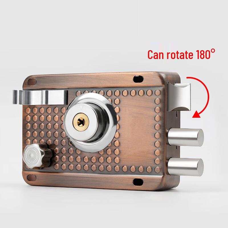 Shengyupin Vintage Exterior Security Door Lock, Red Bronze
