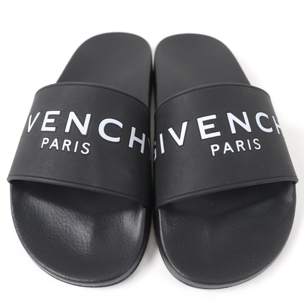Pristine GIVENCHY Sandals Logo Design Slide Sandals Black Rubber Women 35 Used