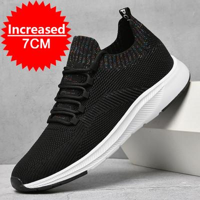 Summer Breathable Mesh Elevator Shoes for Men 7cm Invisible Height Increase Outdoor Black Sneakers Casual Soft Lightweight Shoes