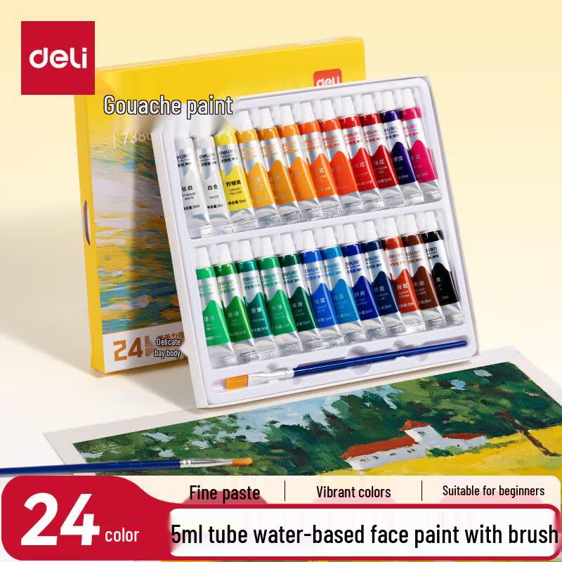 Deli Gouache Paint Set - 24 Colors, 5ml