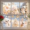 Winter Holiday Window Decor 6Pcs Christmas Clings, Xmas Reusable Double Sided Snowman Static Cling Stickers Snowflake Clings for Decorations