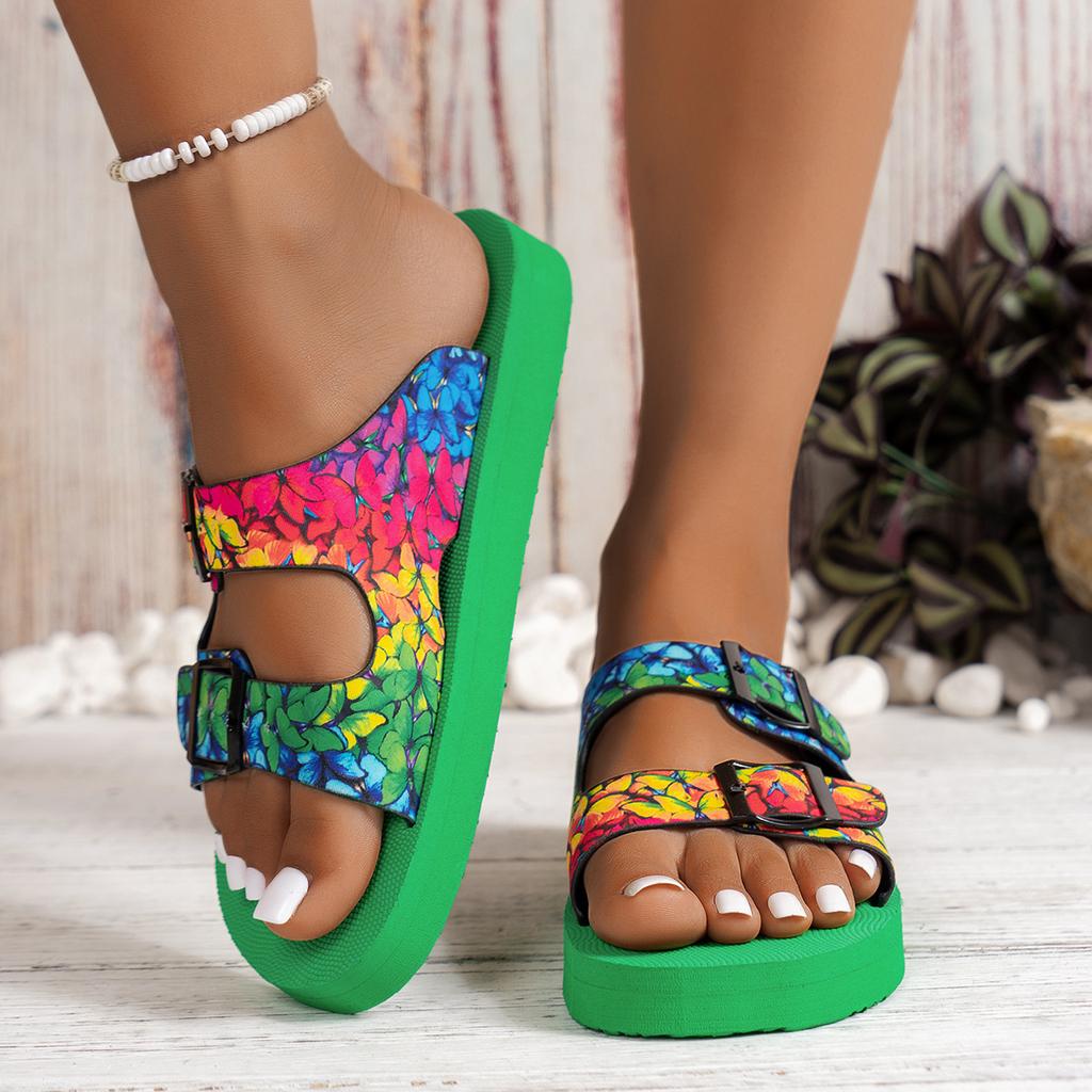 Beach Sandals for Women Fashion Thick Sole Slippers Summer Slip on Classic Open Toe Flat Sandals Plus Size 43 Sandalia Feminina