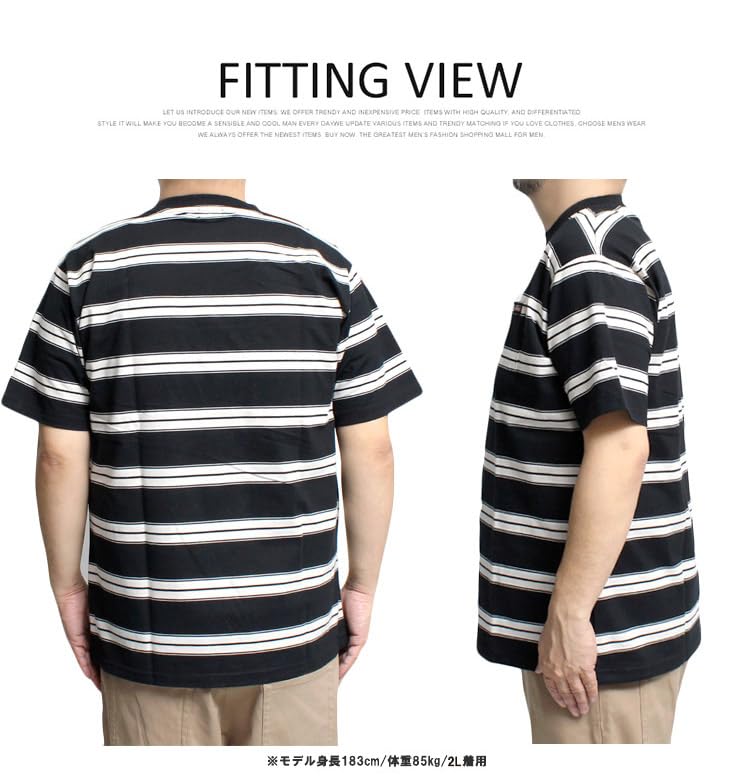 GENUINE DICKIES Men's Short Sleeve T-Shirt with Border Ringer Logo Print, Crew Neck, Size 2L, Blue (65)