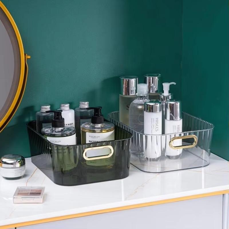 3/2Pcs Multi-Purpose Plastic Organizer Green Rectangular Storage Box with Handle for Bathroom Makeup Pet Kitchen Pantry
