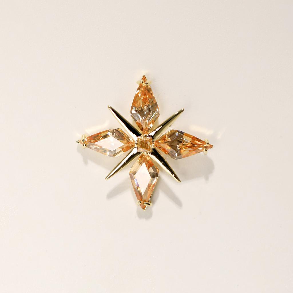 Heißverkaufende Kupferinlaid Zirkon Sternburst Brosche Cardigan Anti-Exposure Knopf Kreuz Zubehör Kragenpin