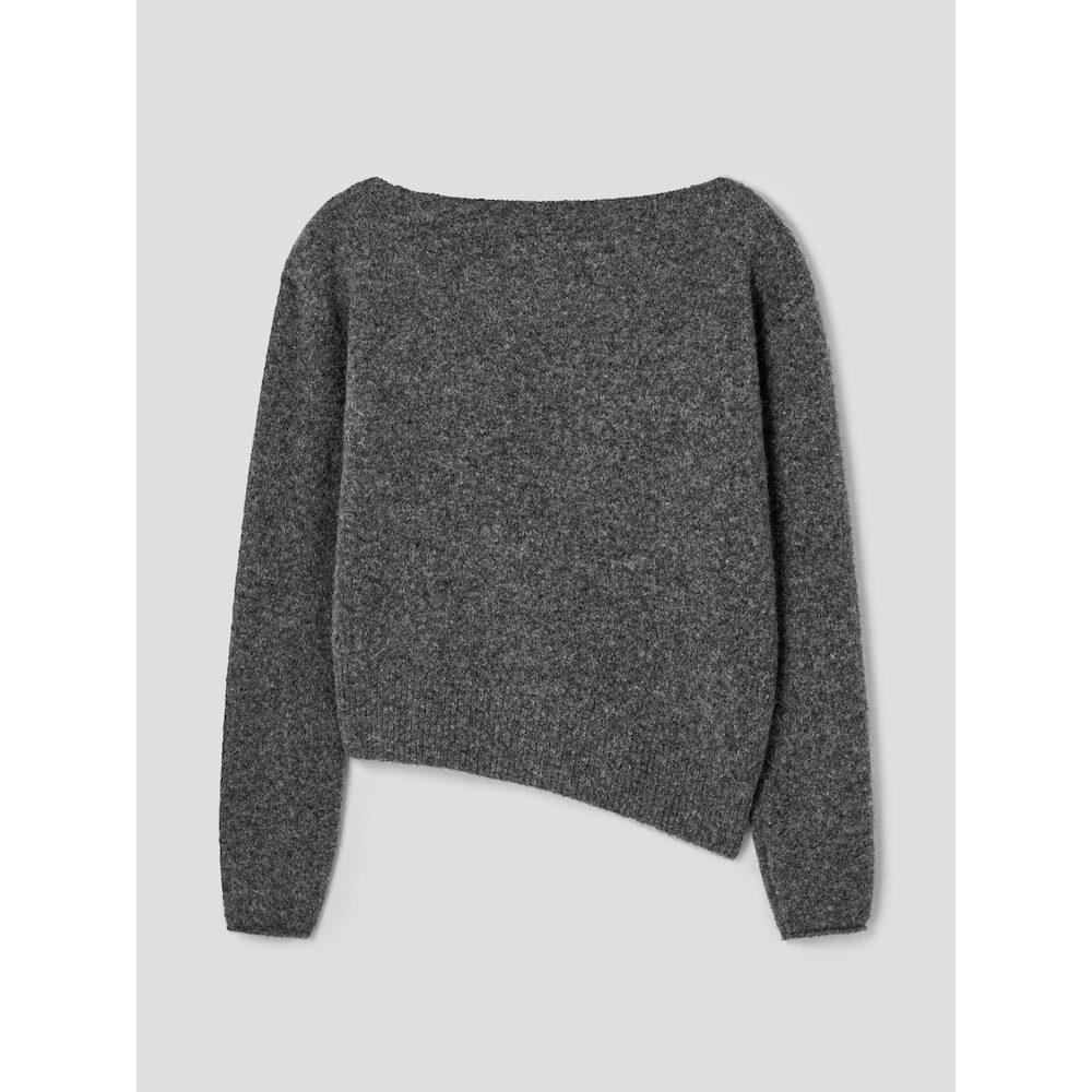 Anggae Llama Blend Asymmetric Pullover Gray