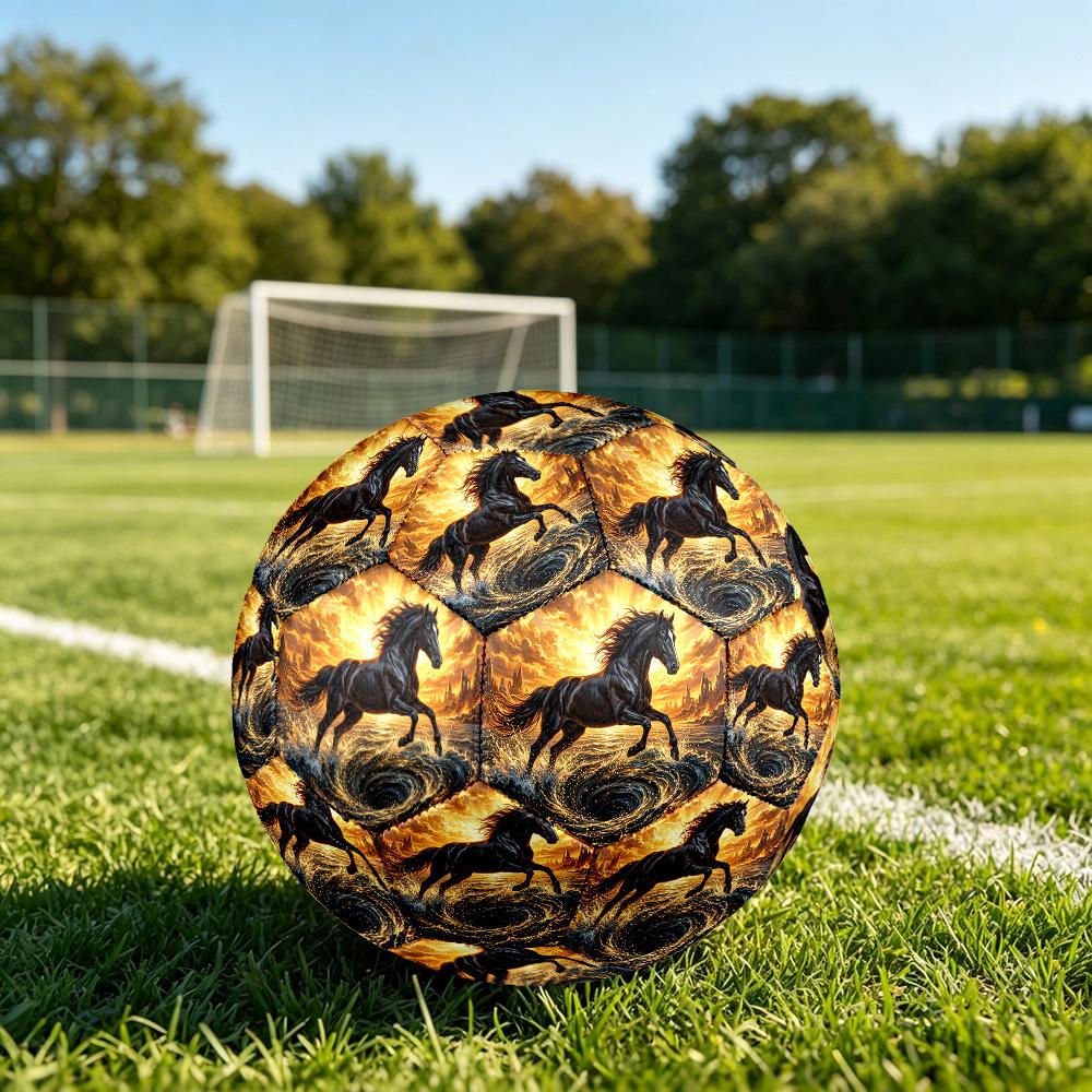 1pc Black Horse Storm Durable Size 5 Soccer Ball Professional Match Training Football Indoor &Outdoor Sports Ball P60183