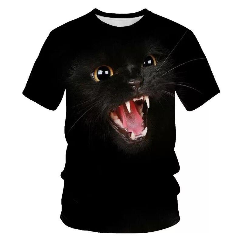 New Funny Cat T-Shirts Animal 3D Print Summer Men Women Fashion Short Sleeve Tees Streetwear Harajuku T Shirt Kids Tops Clothing