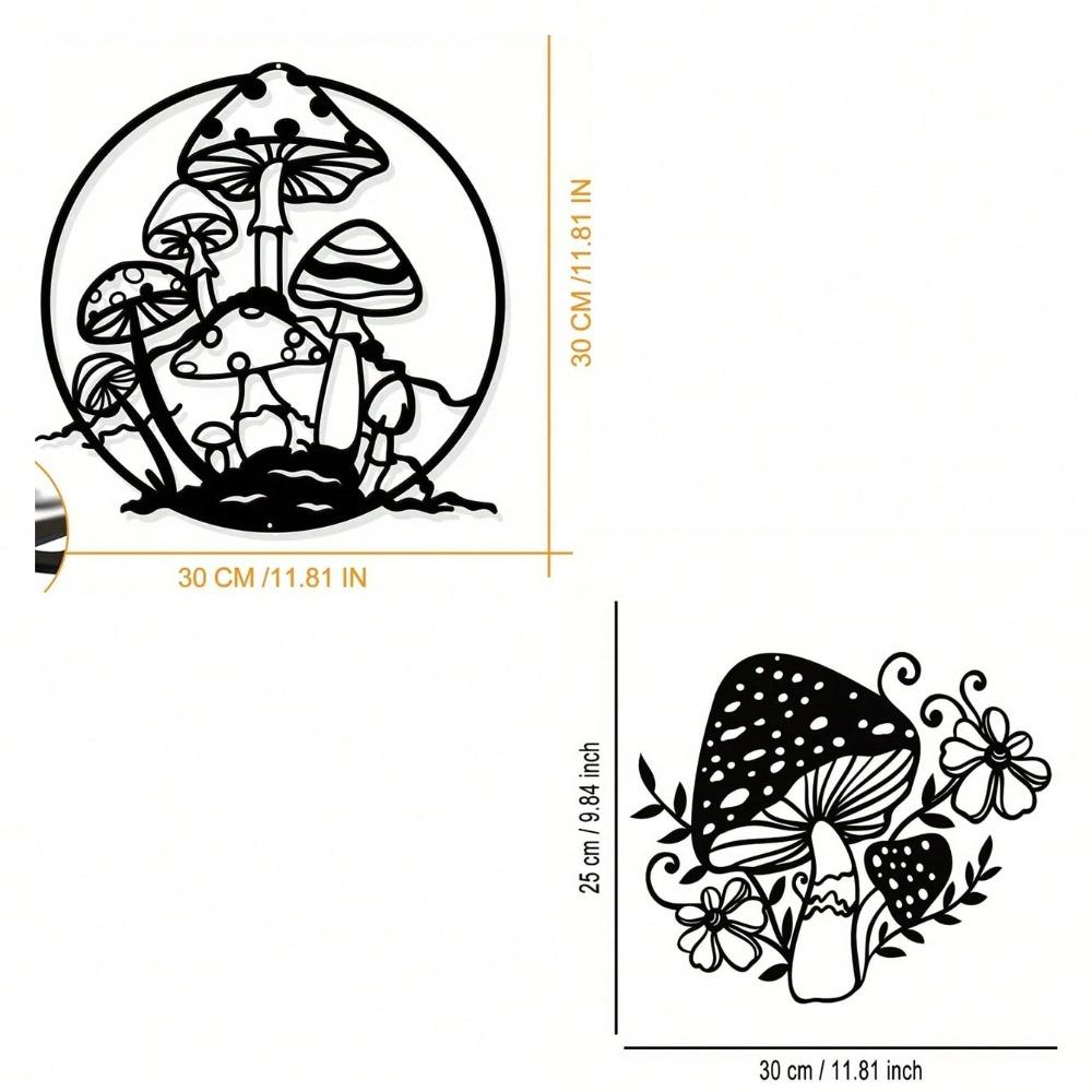 Round Iron Wall Decor with Black Floral Design for Living Room Bedroom Home Decoration Gift