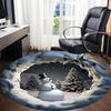 1pc Snowman Winter Scene Chair Carpet for Office, Soft, Non Slip Polyester Mat, Office, Entryway, Living Room, Bedroom