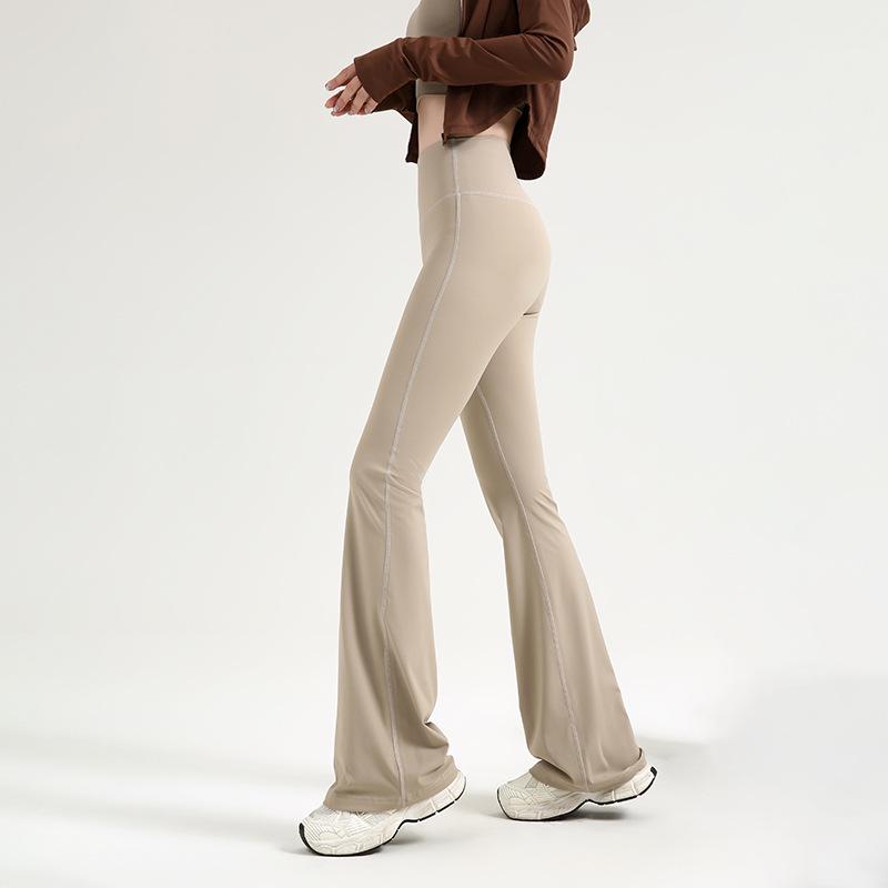 

Женские высокие очень длинные микроклеш брюки для йоги 2025 - Спортивные фитнес повседневные брюки клеш с эффектом лифтинга бедер L