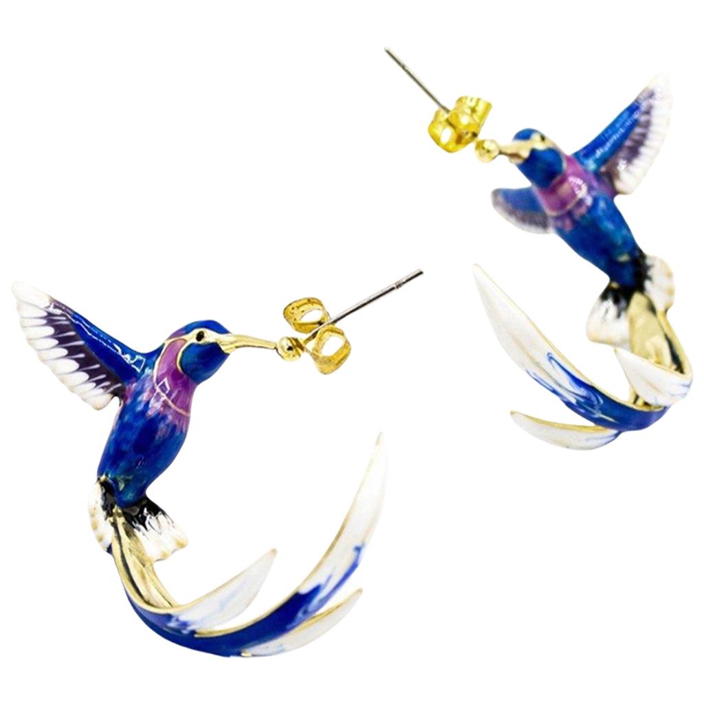 Stylish Hummingbird Enamel Earrings Sturdy Alloy Fashion Accessories for Daily Wear Trendy Women Outfits Daily Use