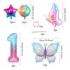 Schmetterlings-Ballon-Set 40 Zoll Sternenhimmel Digitaler Farbverlauf Seitlich fliegender Schmetterlingsballon Baby Geburtstagsparty Dekoration