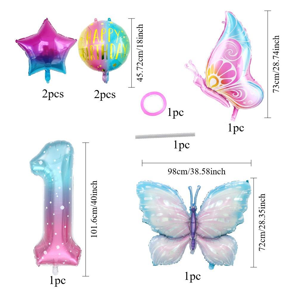 Butterfly Balloon Set 40 Inch Starry Sky Digital Gradual Change Side Flying Butterfly Balloon Baby Birthday Party Arrangement